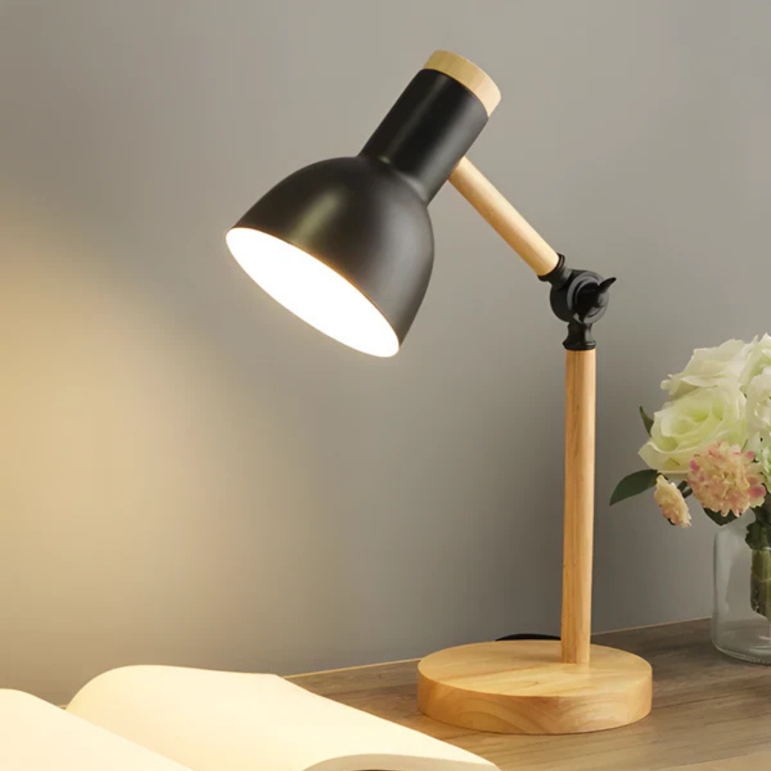 Modern Wooden and Metal Adjustable LED Table Lamp 1-Light Lasson Living