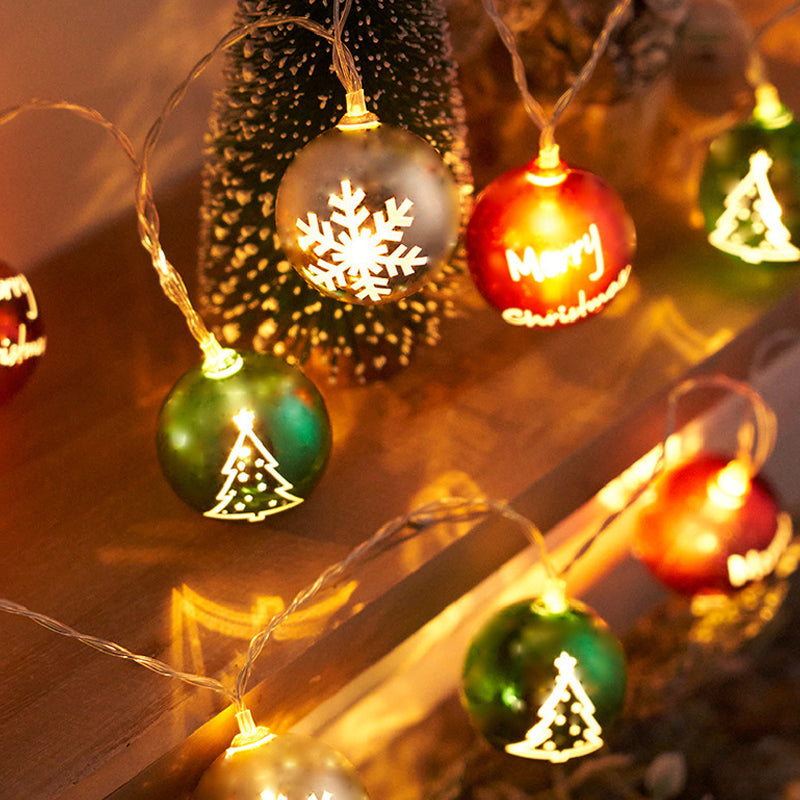 Star & Ball String Lights Christmas Decoration | 20-Light Plug-In Design, Warm White Glow | Waterproof PVC Casing 2