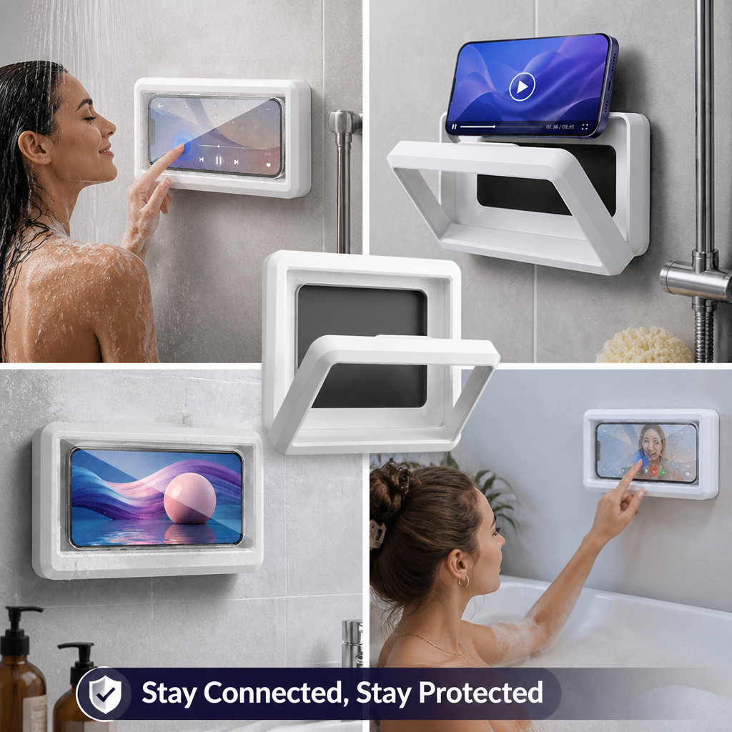 Waterproof Phone Holder Shower Self-Adhesive with Touchscreen Cover 2