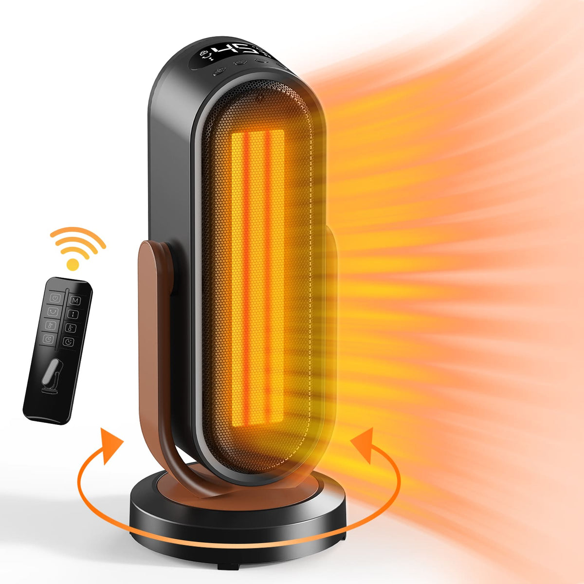 Electric Space Heater with Remote Control | 120° Oscillation, Adjustable Angle | Quiet 45 dB & Child Lock Safety 4