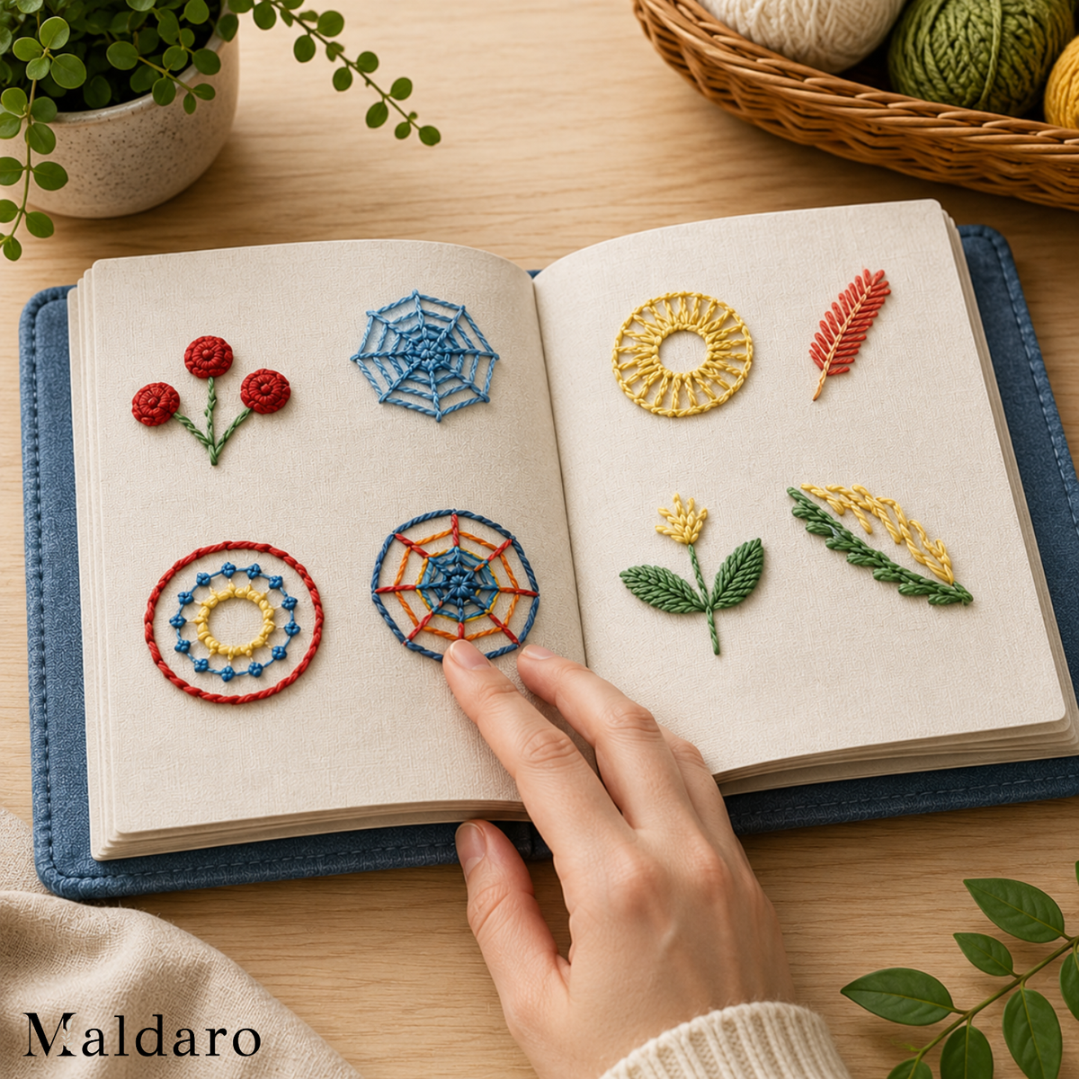 Embroidery Stitch Guide Set | 106 Stitch Patterns with Removable Linen Pages | 86-Piece Kit with Bamboo Frame and Needles 3