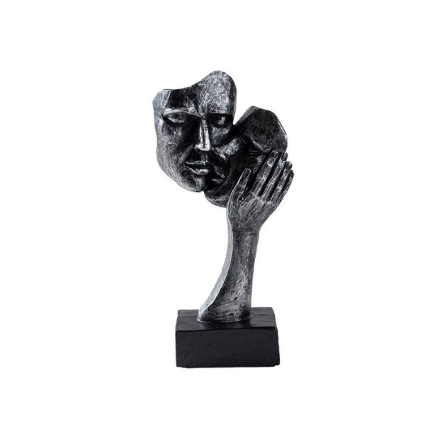 Abstract Kiss Sculpture Resin 16-18 cm | Black or Bronze Finish | Textured Couple Statue for Shelf, Sideboard, Nightstand 14