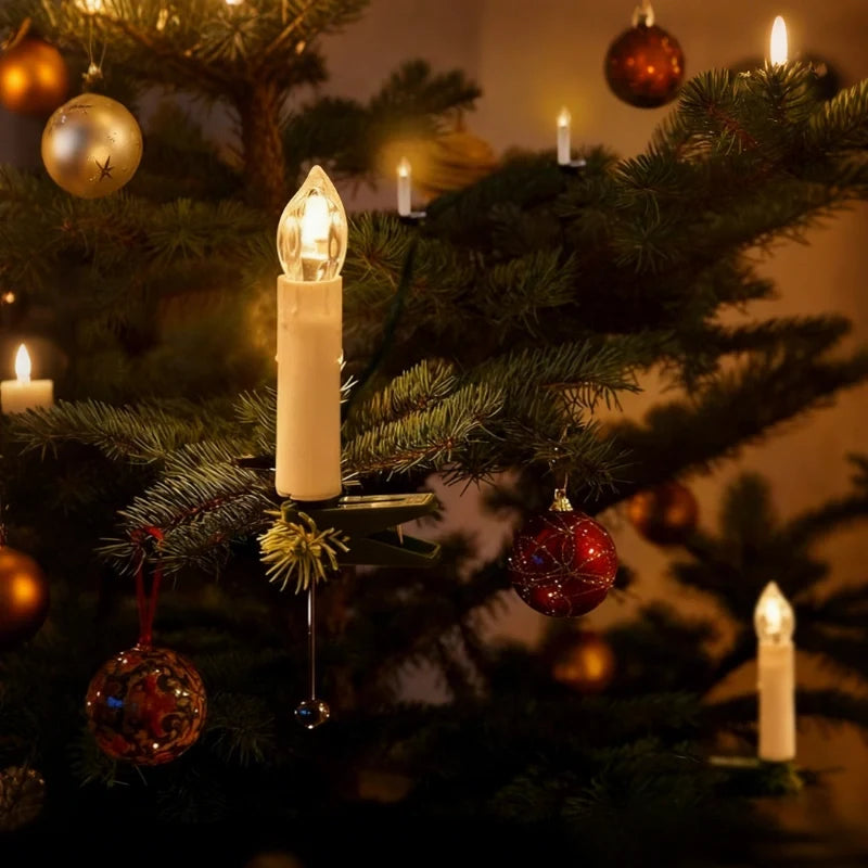 Cordless Clip-On Christmas Candles | Remote-Controlled Flicker, 6-Hour Timer | Flame-Free LED for Trees & Wreaths 1