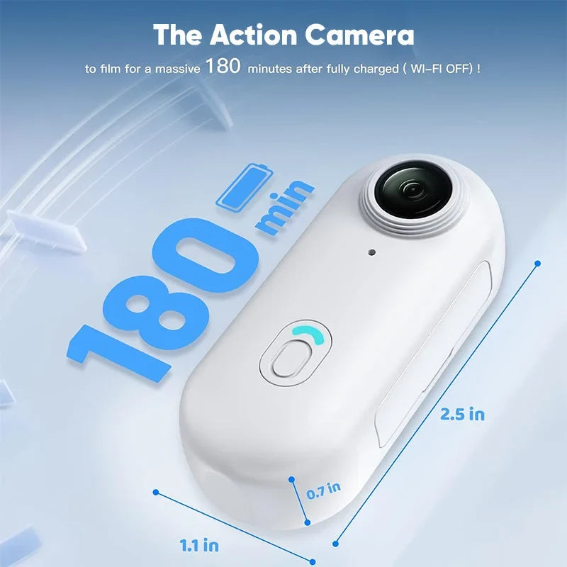 Mini 4K Action Camera | Magnetic Mount, Clip Kit