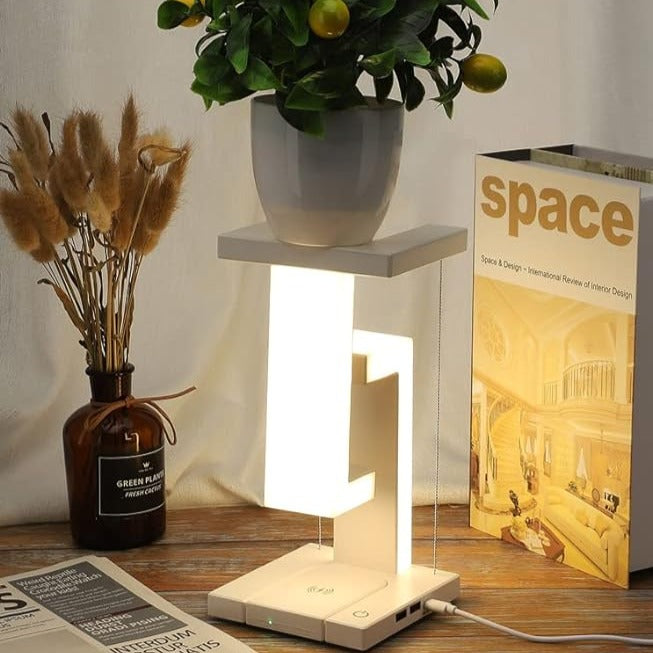 Levitating Lamp Wireless Charger | Zone Lighting LED, 350 Lumen | Wired & Wireless Charging, Touch Control, USB Powered 7