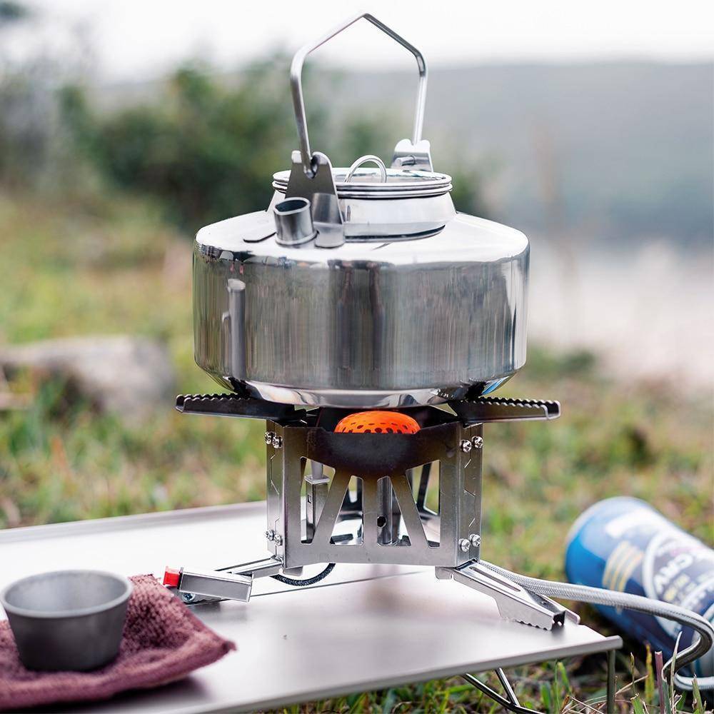 Camping Kettle Stainless Steel | 1 Litre Capacity, 16.5 x 16.5 x 11.8 cm | Compact Semi-Round Design for Easy Packing 1