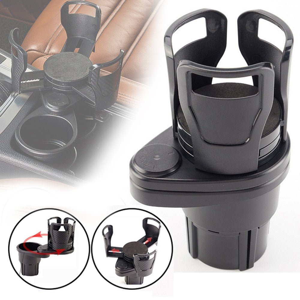 2 In 1 Car Cup Holder | Rotating Arm With Two Cradles