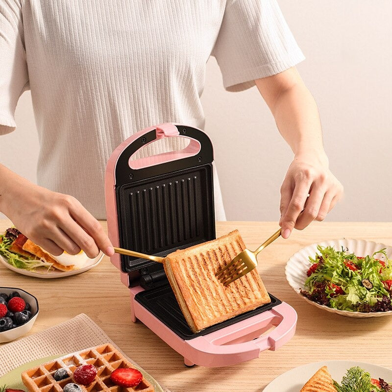 2-in-1 Sandwich Maker & Toaster | Non-Stick Auto-Sealing Plates | Compact Panini Press for Fast Breakfasts & Snacks