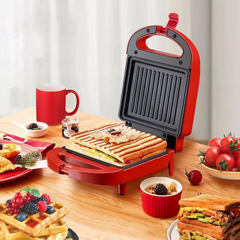 2-in-1 Sandwich Maker & Toaster | Non-Stick Auto-Sealing Plates | Compact Panini Press for Fast Breakfasts & Snacks
