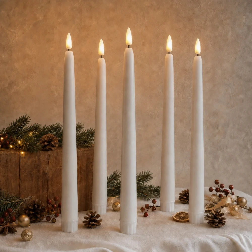 Flameless Taper Candles ABS 28 cm | Warm White LED with Remote Control | No Flame, No Wax, No Smoke, Up to 50 Hours 5