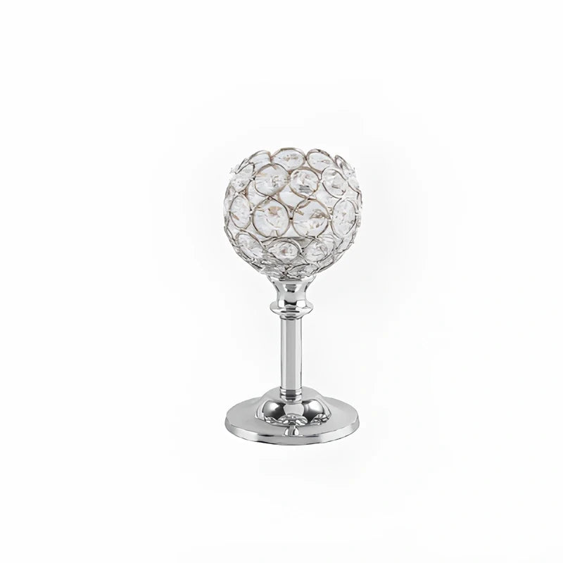 Crystal Sphere Candle Holder | Glass and Iron, Gold or Silver | Faceted Beads Reflect Candlelight, 3 Sizes or Set of 3 16