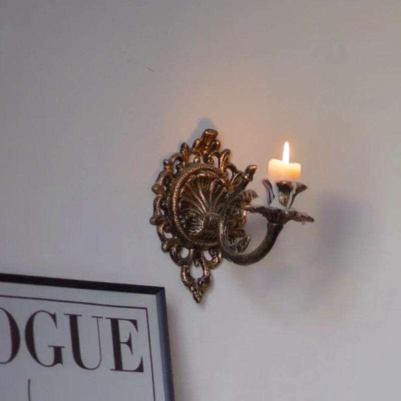 Wrought Iron Candle Sconce 18.5 x 18.5 x 13 cm | Ornate Scrollwork Wall Design | Holds Taper Candles & Doubles as Hook 9