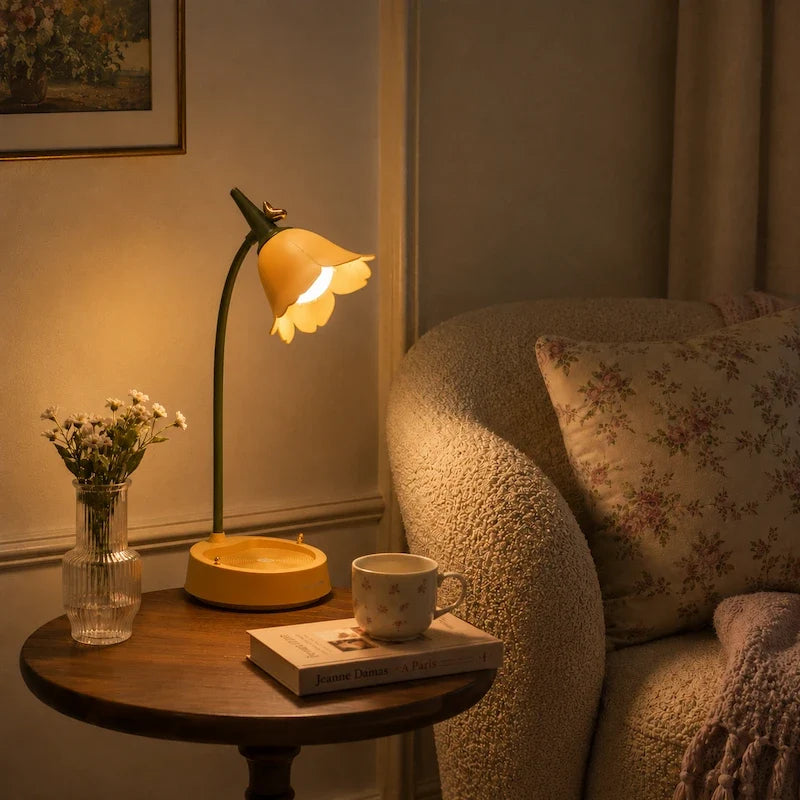 Petal Shade Desk Lamp | Rechargeable, 3-Tone Dimmable, 12-Hour Battery | ABS, Curved Stem, 39 x 15 x 12.5 cm, 4 Colours 10