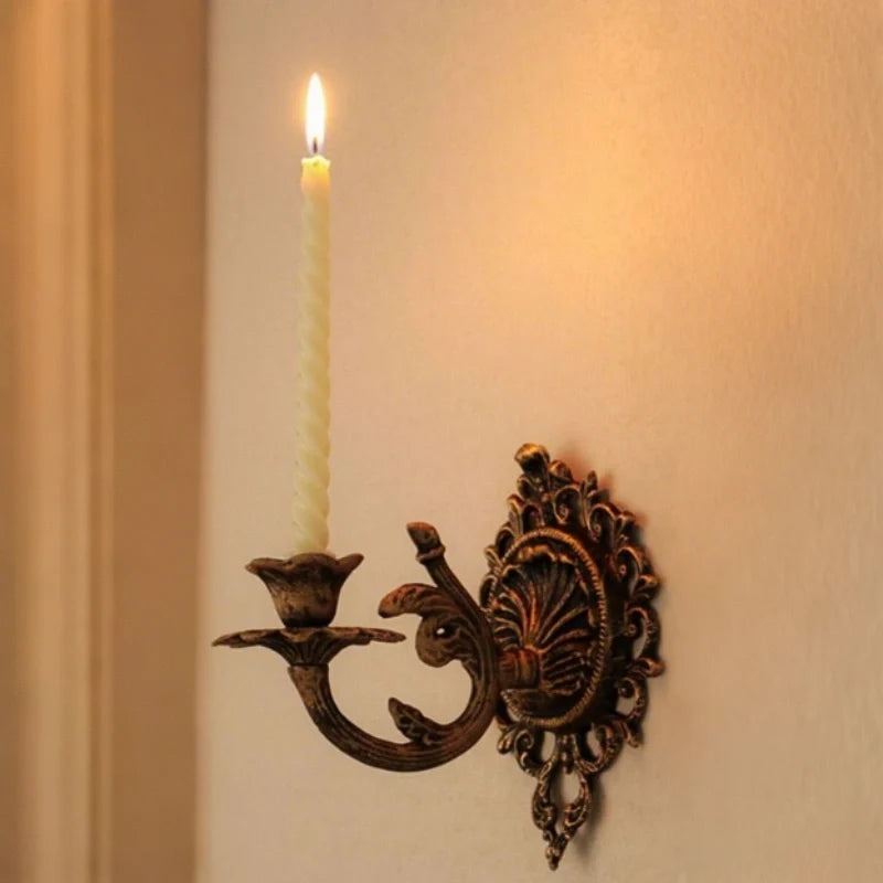 Wrought Iron Candle Sconce 18.5 x 18.5 x 13 cm | Ornate Scrollwork Wall Design | Holds Taper Candles & Doubles as Hook 4