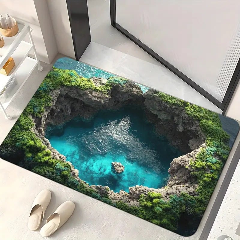 3D Optical Illusion Door Mat with Diatomaceous Earth Surface | Instant Water Absorption | Non-Slip Backing for Wet Floors 17