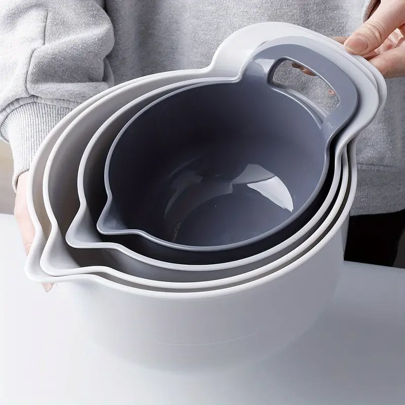 Nesting Mixing Bowl Set Plastic Stackable Graduated with Pour Spouts 10