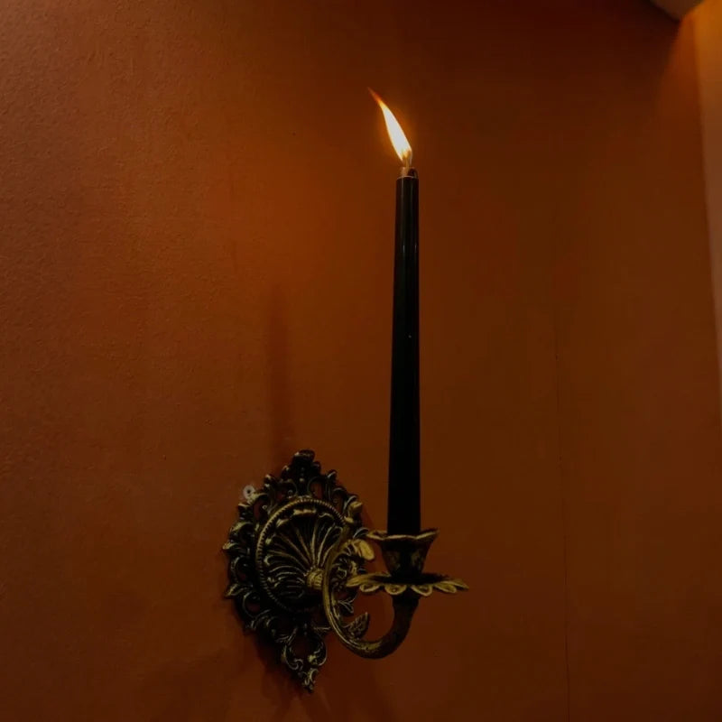 Wrought Iron Candle Sconce 18.5 x 18.5 x 13 cm | Ornate Scrollwork Wall Design | Holds Taper Candles & Doubles as Hook 3