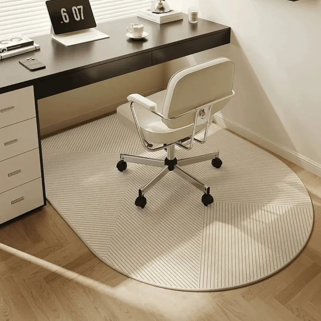 Office Chair Mat Polyester Fleece | Non-Slip Backing & Geometric Border Design | Protects Floors from Scratches & Wear 2