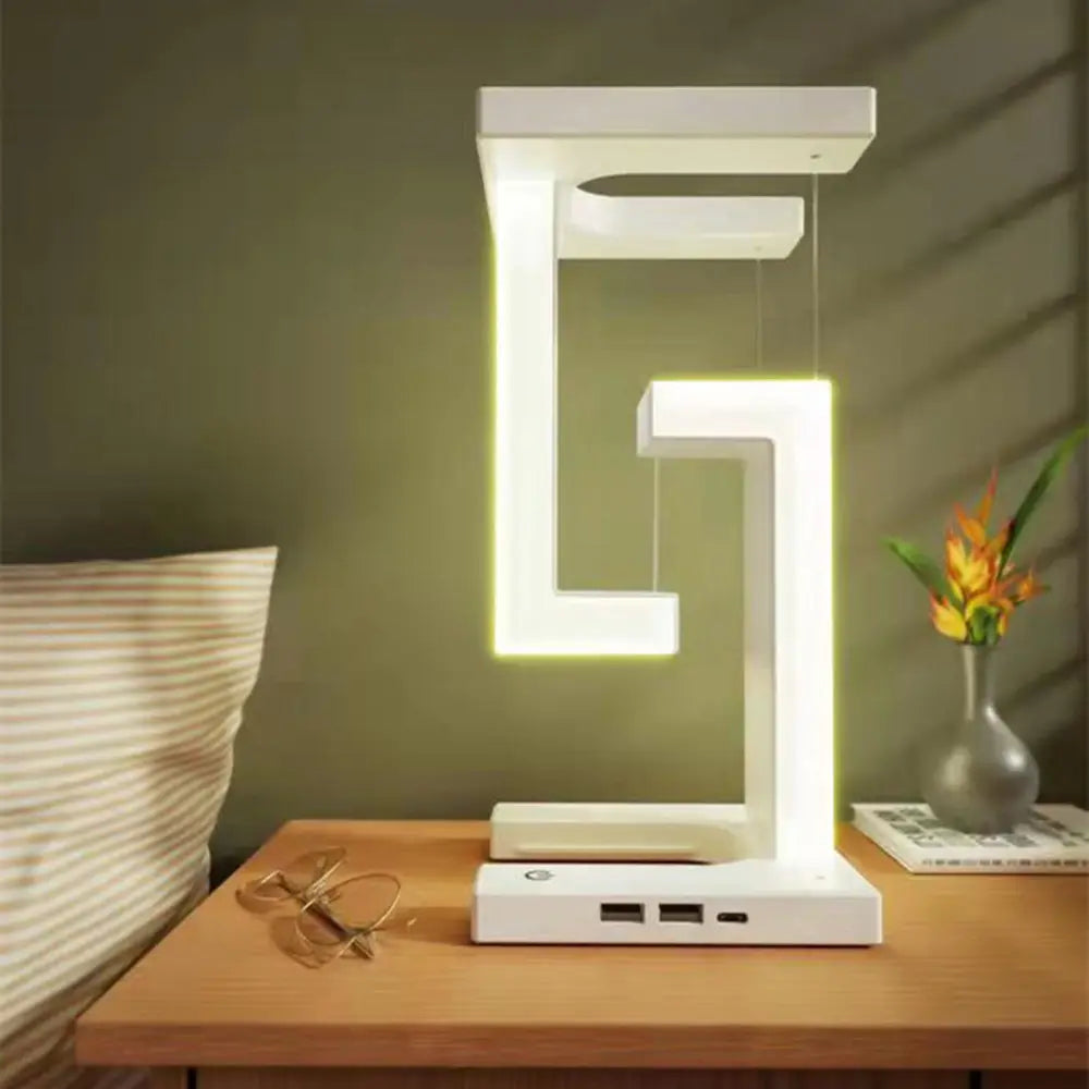 Levitating Lamp Wireless Charger | Zone Lighting LED, 350 Lumen | Wired & Wireless Charging, Touch Control, USB Powered 4