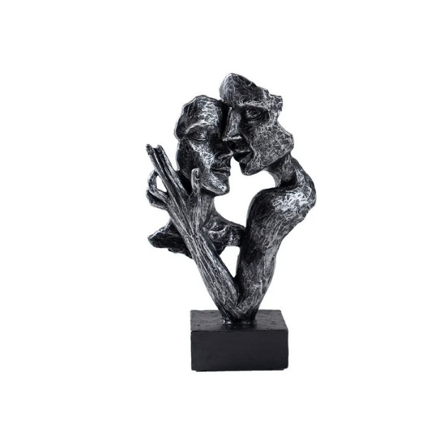 Abstract Kiss Sculpture Resin 16-18 cm | Black or Bronze Finish | Textured Couple Statue for Shelf, Sideboard, Nightstand 13