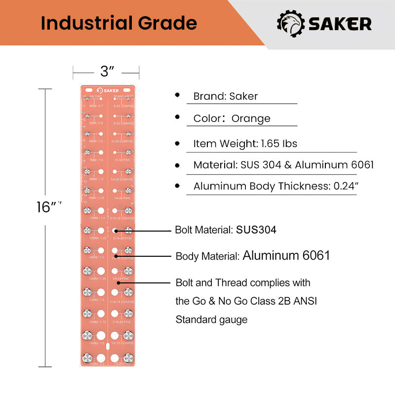 Nut and Bolt Thread Checker Gauge Aluminium | Identifies 28 Metric and Imperial Thread Sizes | Laser-Etched Dual Scale 4