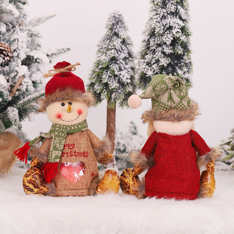 Christmas Gift Bag Santa Snowman Elk Designs | Linen Fabric Treat Pouch for Sweets | Reusable Festive Candy Holder 2