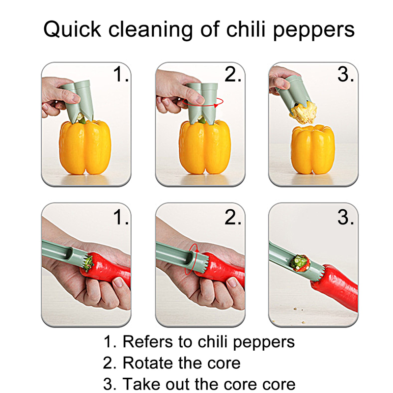 2-in-1 Pepper Corer ABS Plastic | Finger-Friendly Core Remover | Removes Seeds From Peppers, Tomatoes & Cucumbers 2