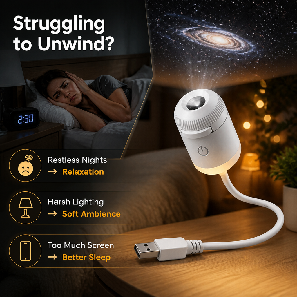 Star Projector Night Light | 360° Flexible Gooseneck | USB Plug & Play, Set of 3 Multi-Scene Galaxy Projectors 3