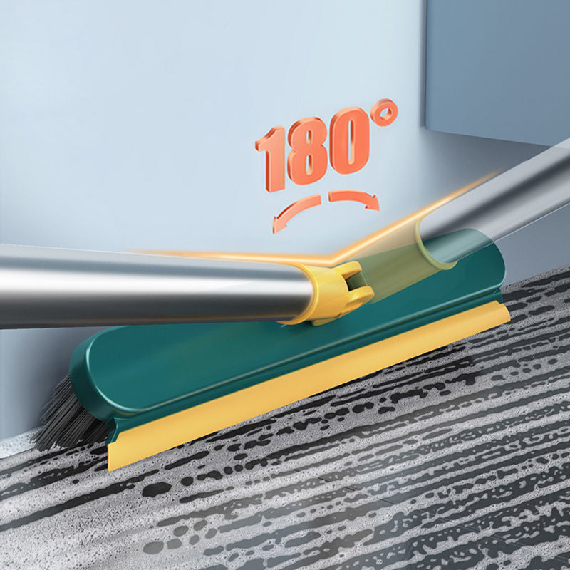2 in 1 Floor Scrub Brush | PP Bristle and Rubber Scraper Combo | Detachable Head, Hanging Hole, Non-Slip Handle 2