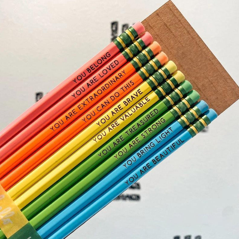 Motivational Message Pencil Set 10 Pack | Assorted Inspirational Designs | Encourages Confidence for School or Office 11