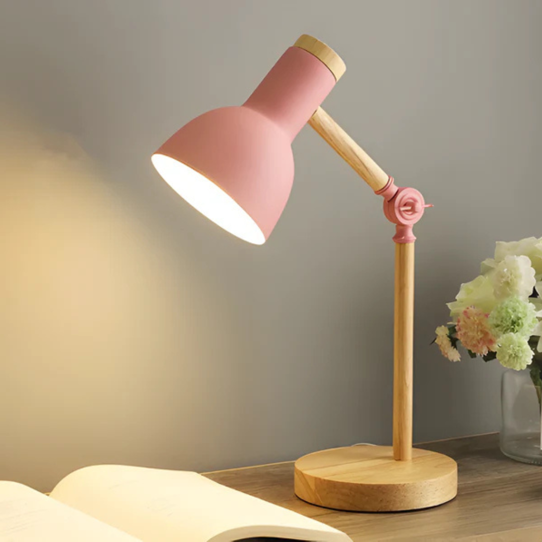 Modern Wooden and Metal Adjustable LED Table Lamp 1-Light Lasson Living