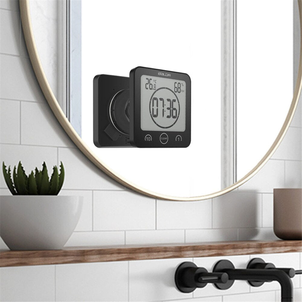 Digital Shower Clock AquaClock | Waterproof Suction Cup Mount, 10 cm Diameter | Large Display for Steamy Bathroom Timing 4