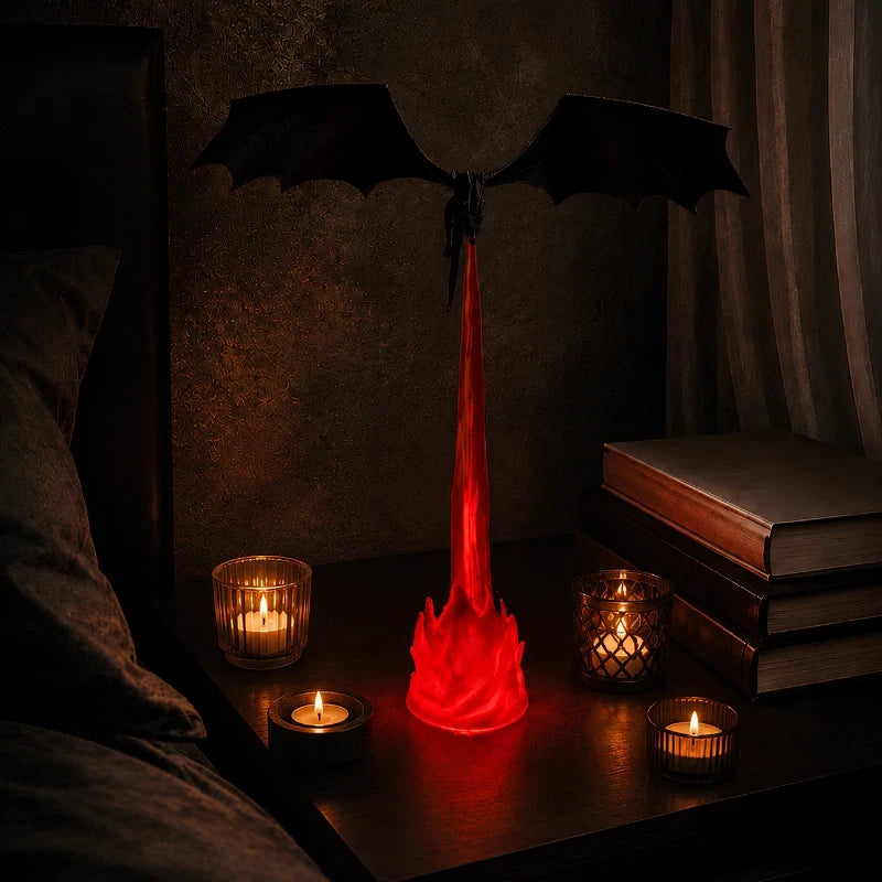 Dragon Night Light | Flying Dragon Silhouette with Fire-Breathing Illusion | Cordless, 3D-Printed PLA, Large or Small 6