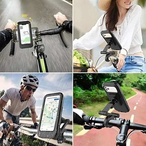 Bike Phone Holder Waterproof | 360° Rotation & Touchscreen Access | Fits Phones up to 16.5 cm, Tool-Free Mount 2