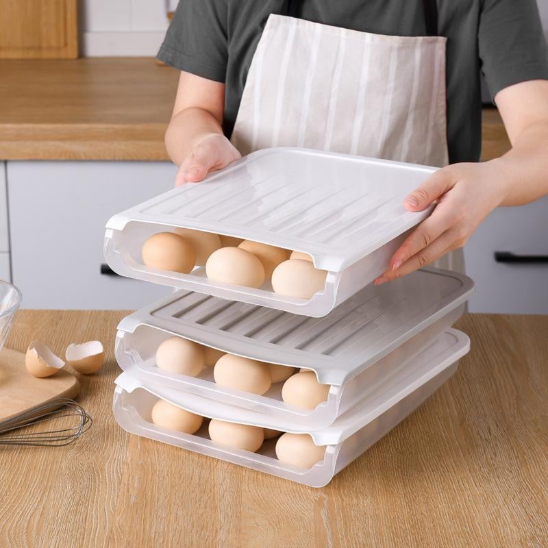 Auto Scrolling Egg Storage Holder PP Plastic | 18-Egg Capacity, Self-Rolling Design | Clear View, Space-Saving Kitchen Storage 8