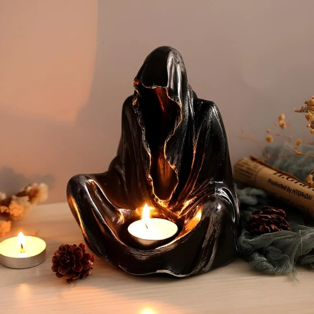 Resin Candle Holder 15 x 12 x 11 cm | Gothic Vintage Design, 7 Colour Options | Holds Standard Cup Candles for Decor 1