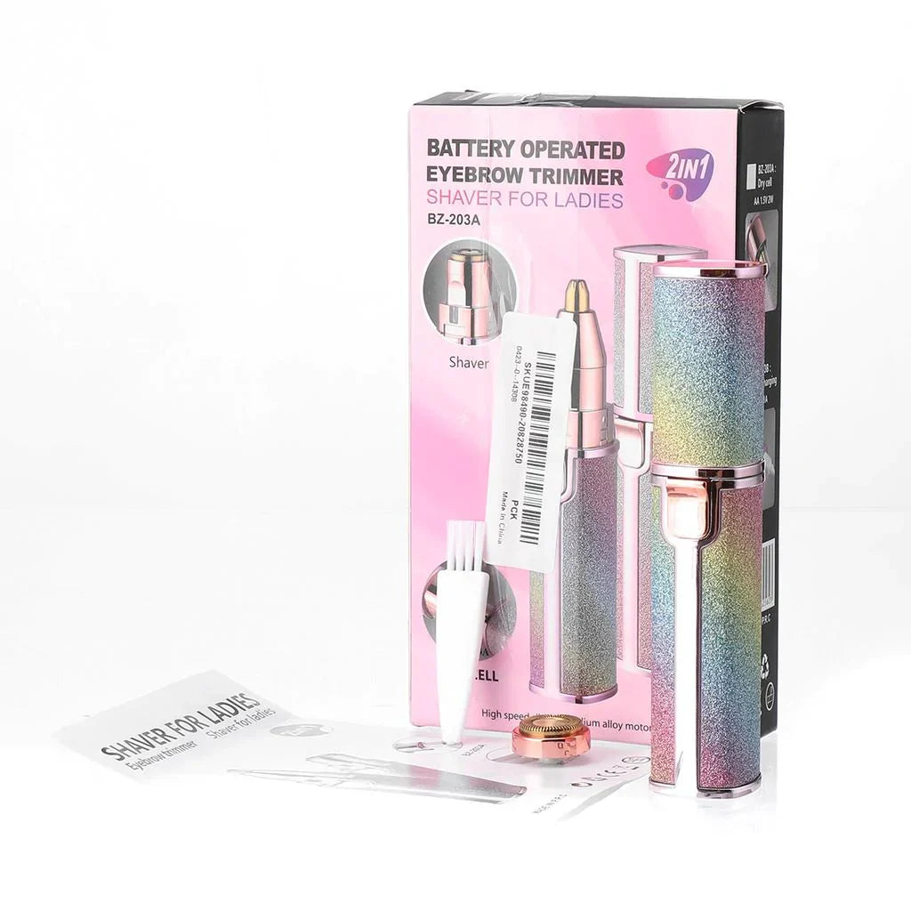 Men's Facial Hair Trimmer with LED Light | 2 Interchangeable Heads, USB Rechargeable | Painless Nose, Ear & Eyebrow Grooming 3