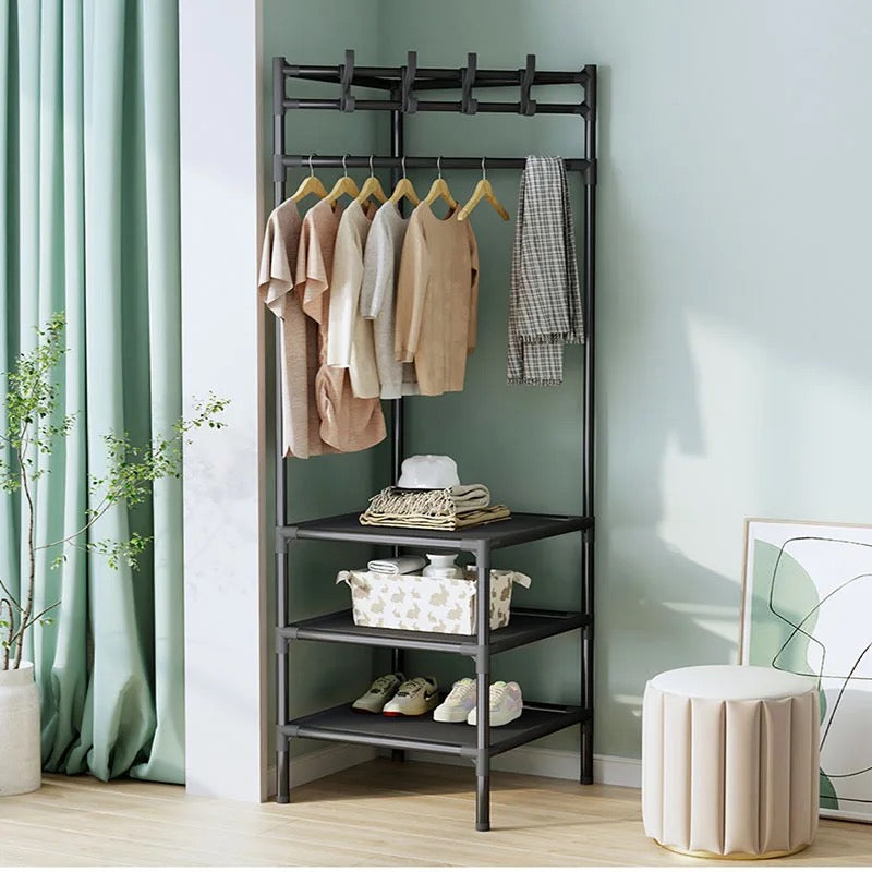 3-Step Coat Hanging Rack | Multi-Tier Space-Saving Design | Free-Standing Storage for Coats, Jackets, Bags and Hats