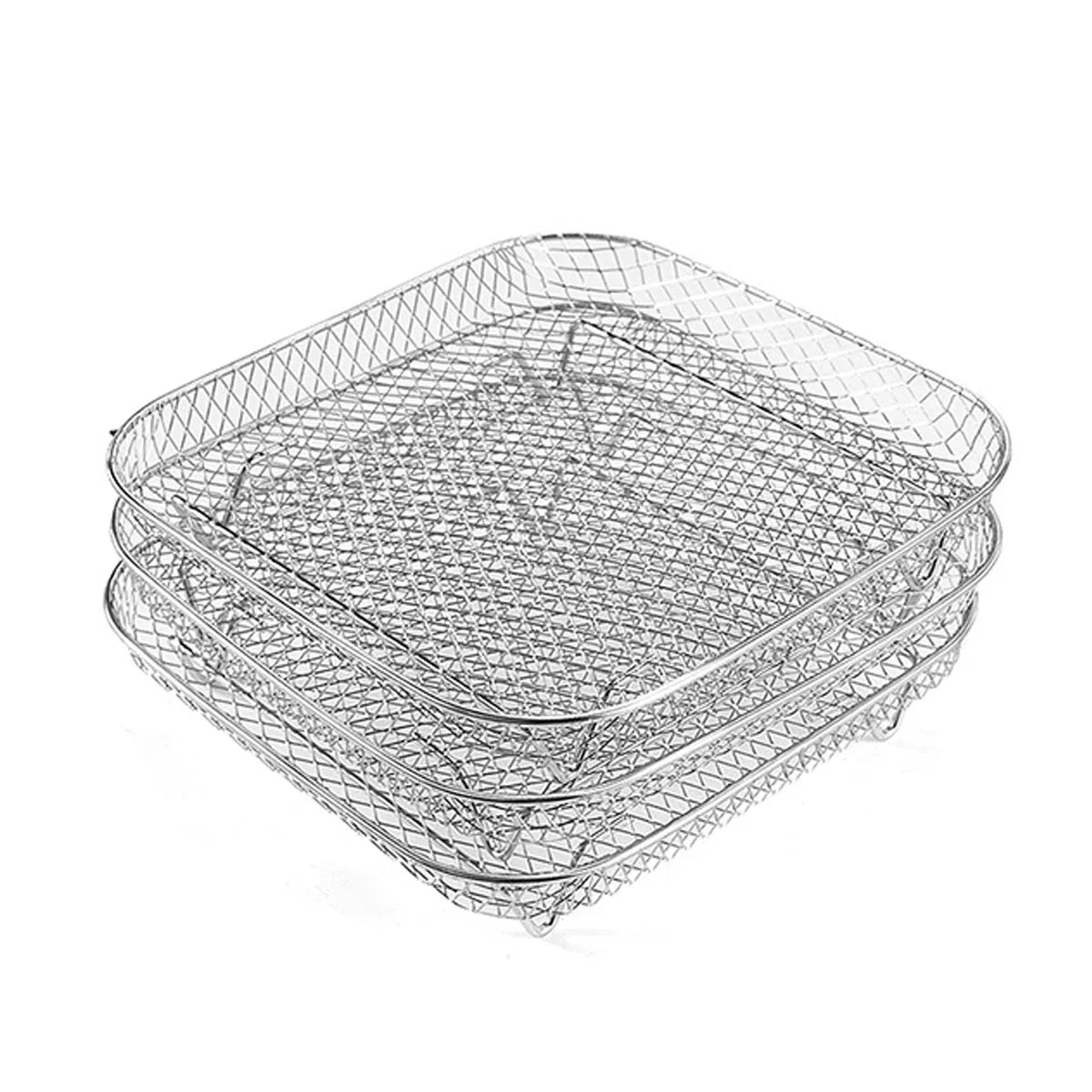 3-Tier Stackable Air Fryer Rack Stainless Steel | Fits Round, Square and Rectangle Fryers | Cooks More Food Evenly at Once