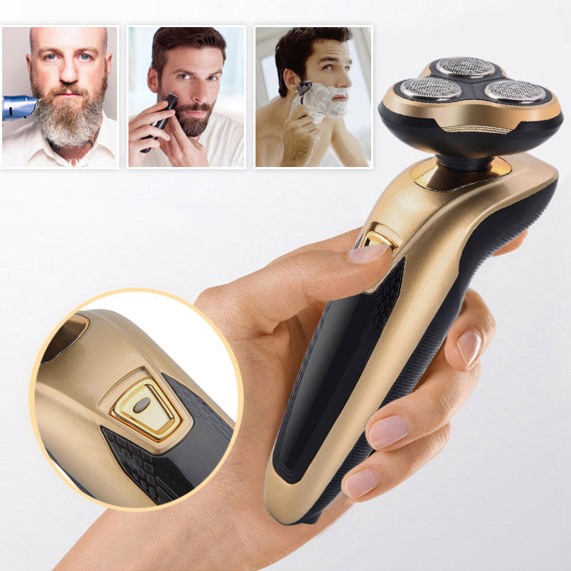 3-in-1 Electric Shaver for Men | Rotating Blades, Nose & Sideburn Trimmer | Rechargeable, Waterproof Wet & Dry Use
