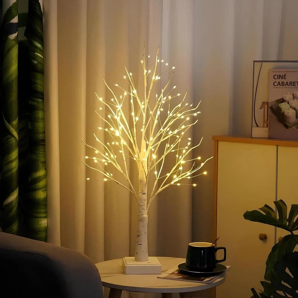 Birch Branch Light 55 cm | PVC & Copper Wire, Warm White 144 LED | Cordless, Bendable, Battery-Powered, Table Decor 9