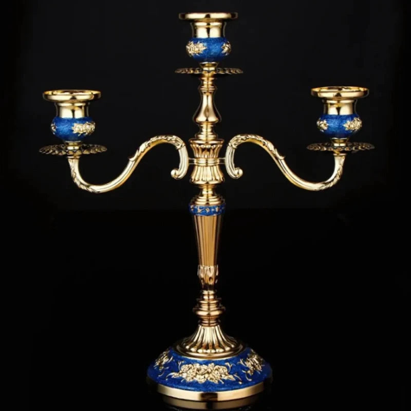 5-Arm Candle Holder Alloy Adjustable Arms Floral Detail with Weighted Base 17