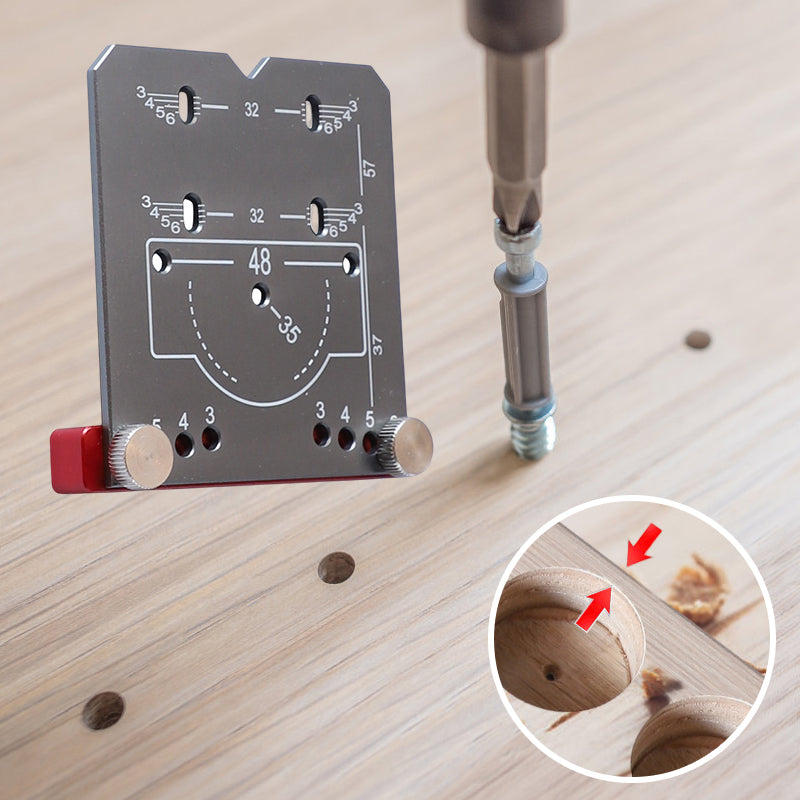 35mm Hinge Drilling Template Aluminium Alloy | Adjustable 3mm-6mm Offset Scale | Precision Cabinet Door Hinge Hole Guide