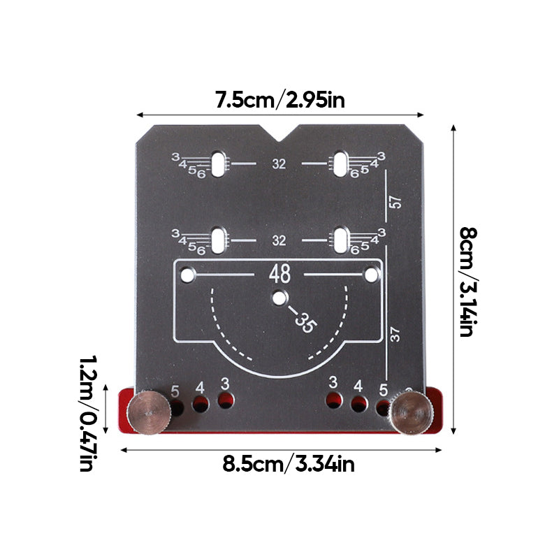 35mm Hinge Drilling Template Aluminium Alloy | Adjustable 3mm-6mm Offset Scale | Precision Cabinet Door Hinge Hole Guide