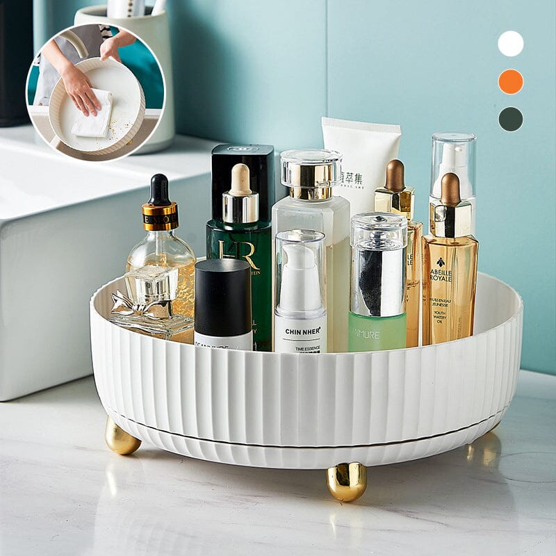 360-Degree Rotating Spice Rack PP Material | Raised Edge & Removable Tray | Space-Saving Kitchen Storage Organiser