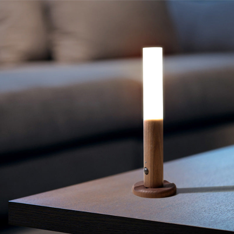 360° Rotatable Wooden LED Wall Lamp | Detachable Magnetic Mount & Touch Dimmer Switch | Rechargeable Battery Powered Light