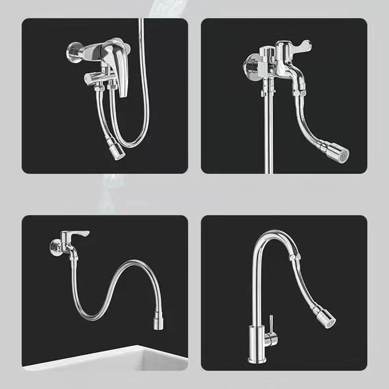 360° Rotating Faucet Extender Stainless Steel | Flexible Bendable Nozzle, Non-Slip Knurled Grip | Splash-Free Washing