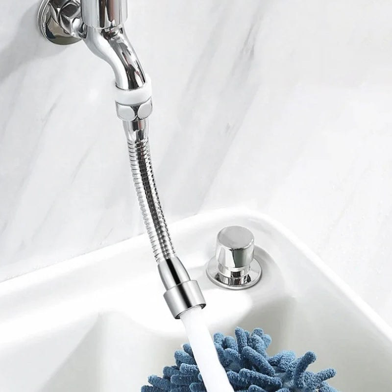 360° Rotating Faucet Extender Stainless Steel | Flexible Bendable Nozzle, Non-Slip Knurled Grip | Splash-Free Washing
