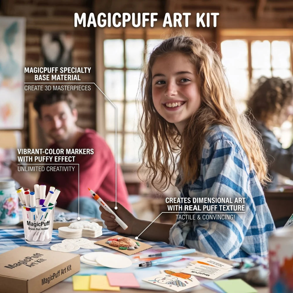 MagicPuff Art Kit | 44 Piece Paint Marker Set With An Easel