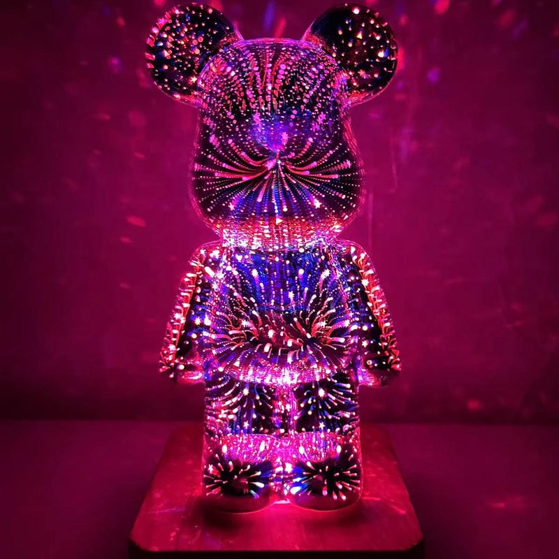 Decorative Lamp 3D Bear Glass USB Powered with Push-Button Colour Change 8